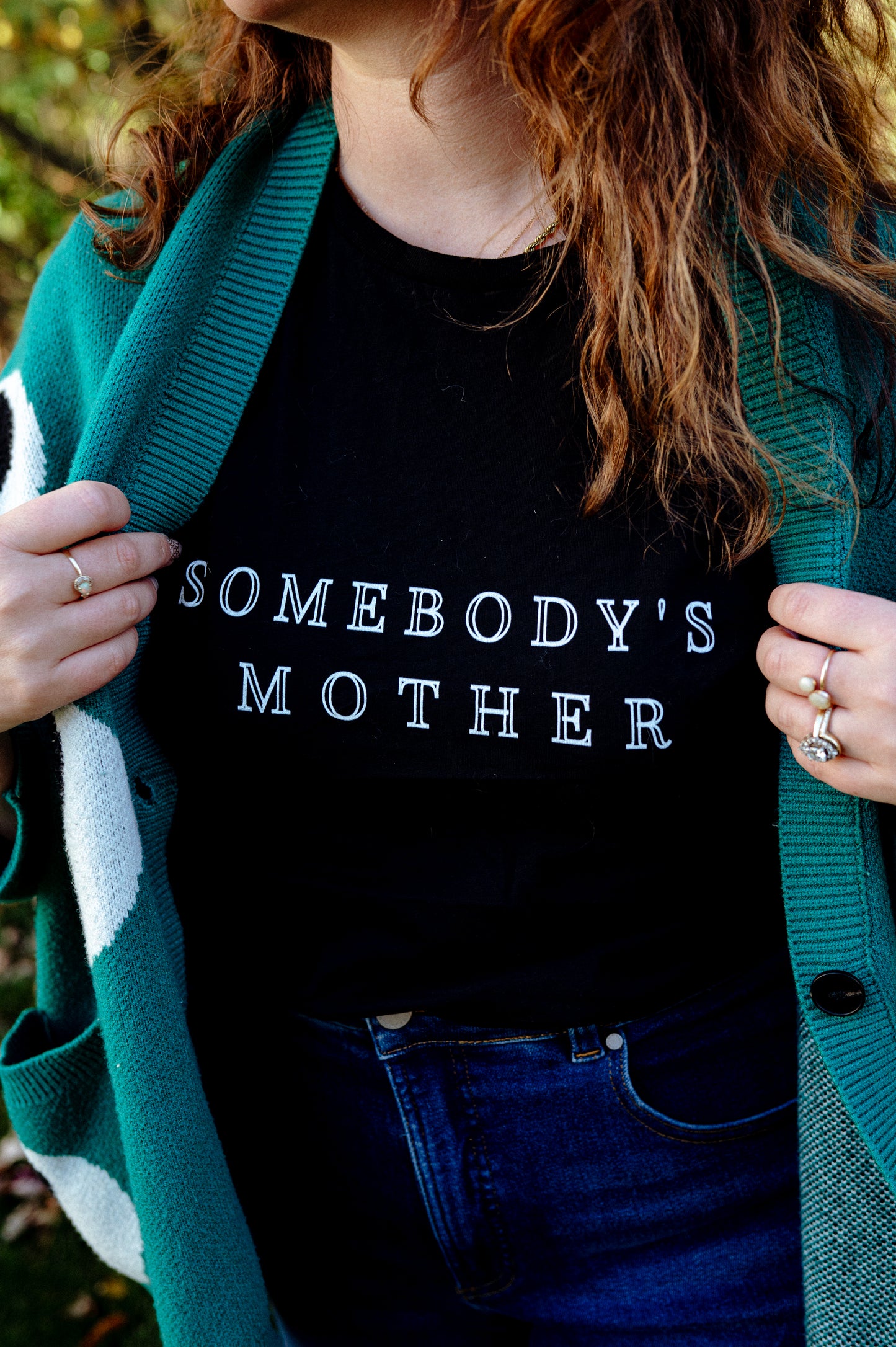 Somebody's Mother High-Waisted t-shirt (black & white)