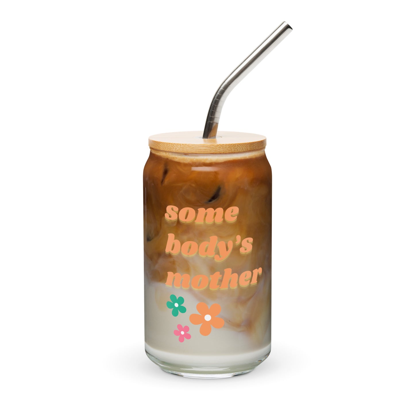 Somebody's Mother Retro Floral Can Glass