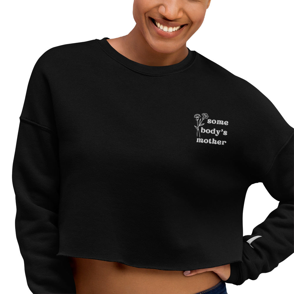 Somebody's Mother Floral Embroidered Crop Sweatshirt