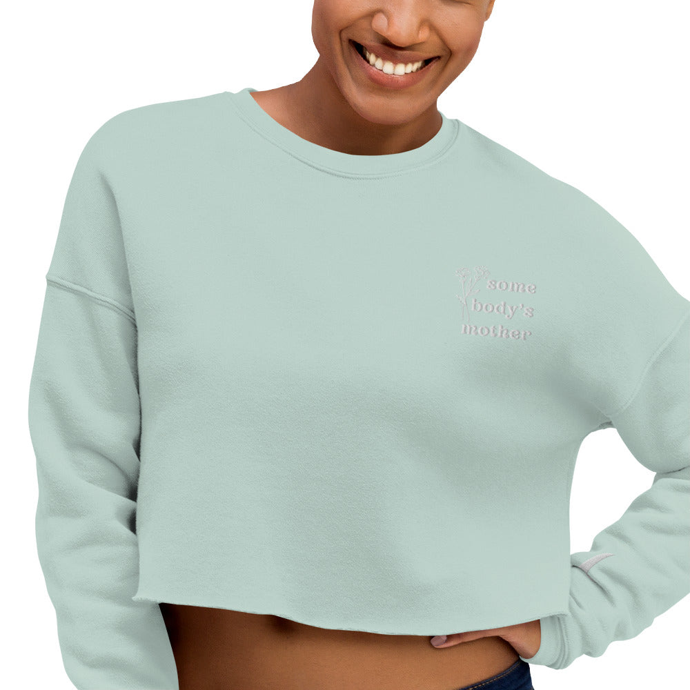 Somebody's Mother Floral Embroidered Crop Sweatshirt