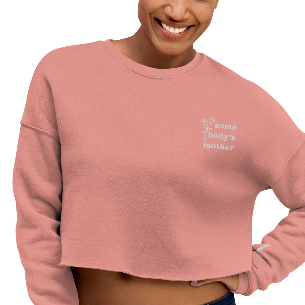 Somebody's Mother Floral Embroidered Crop Sweatshirt